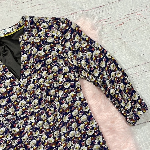 Boden Martha 3/4 Sleeve Blue Bud Pattern Mini Dress - Picture 7 of 10